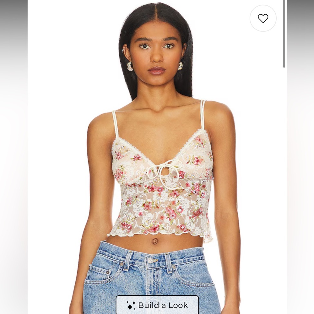 More to Come Fia Lace Cami Top in Cream Floral